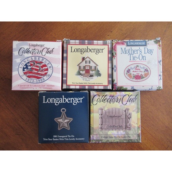 Lot of 5x Longaberger Baskets Tie-On 1996-2001 Cottage Gate Mothers Day 25th - Picture 11 of 12